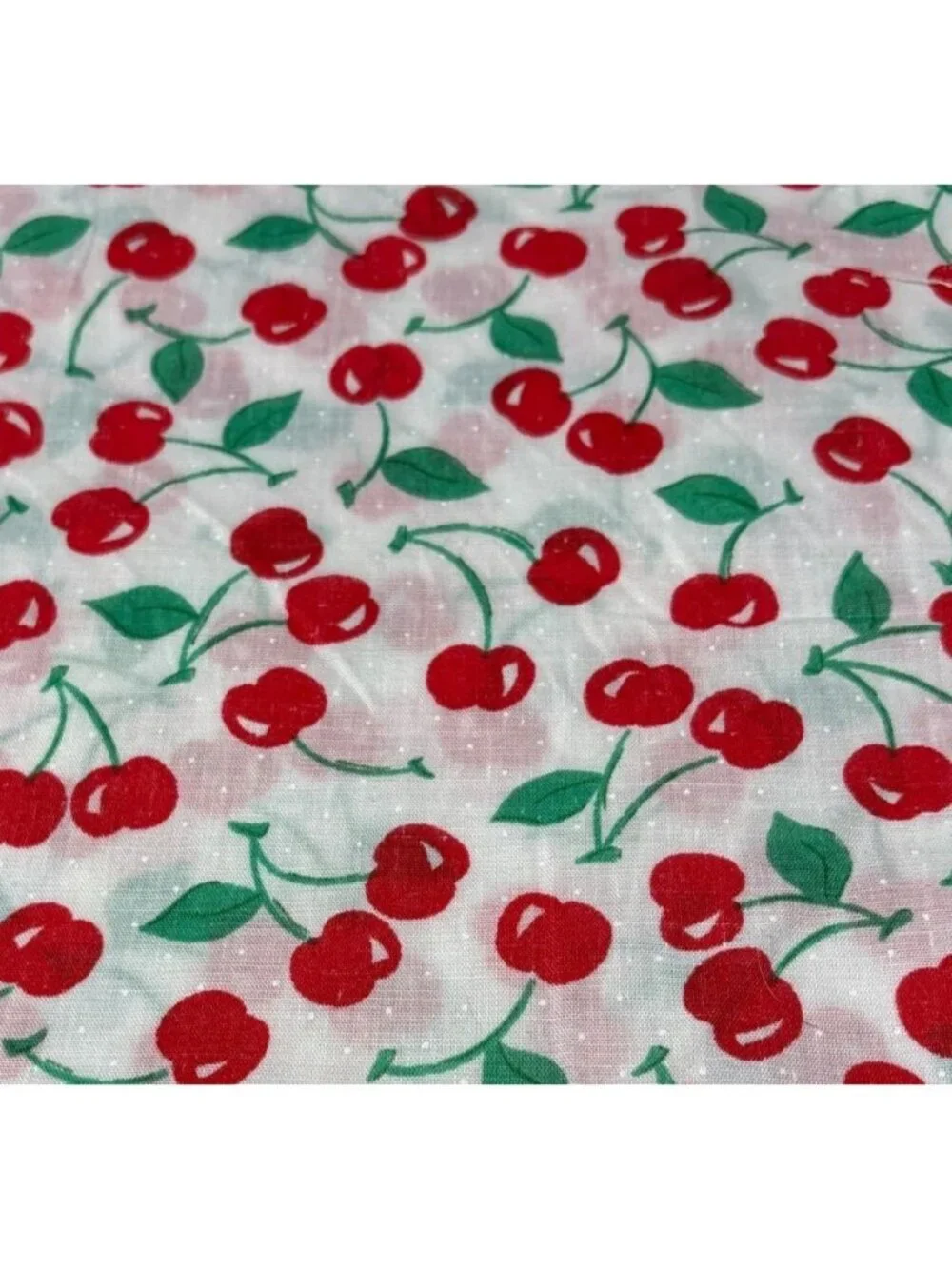 Cherry Print Red Green Cotton Fabric 1/2 yard x 44